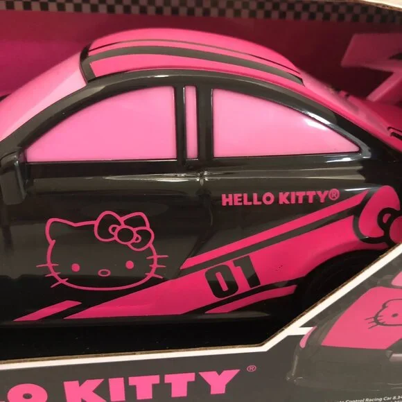 Hello Kitty Remote Control Racing Car & Wheel Controller Black Pink Set of 3 - Picture 7 of 16